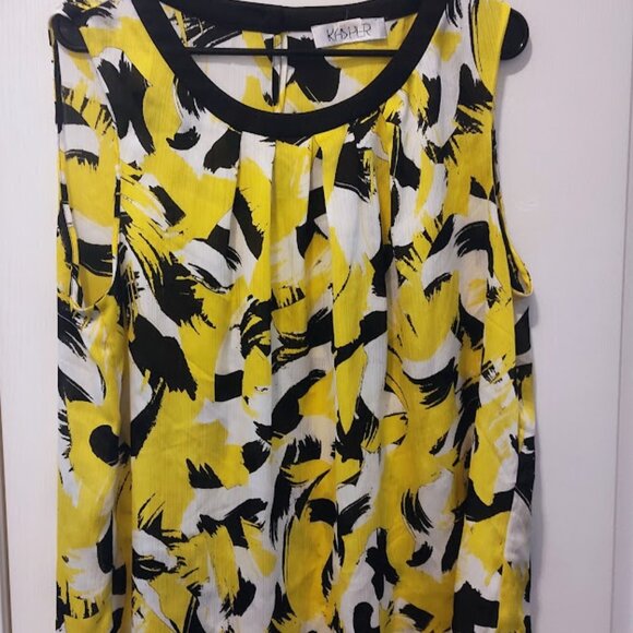Kasper Abstract Print Blouse Sz XL Sleeveless Round -Neck - Picture 1 of 4